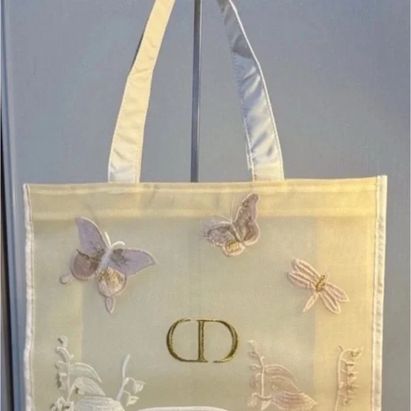 DIOR Butterfly Embroidered Mesh Tote Bag - Picture 2 of 4